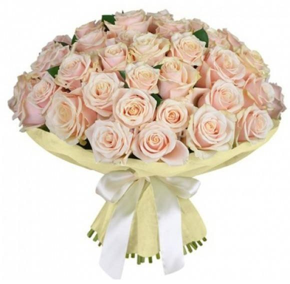 Букет цветов "51 кремовая роза"